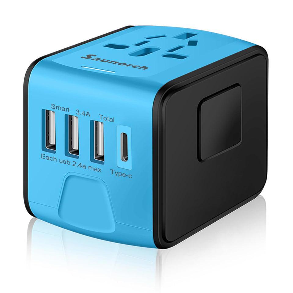 SAUNORCH front view showing ports and blue finish for easy identification and quick charging