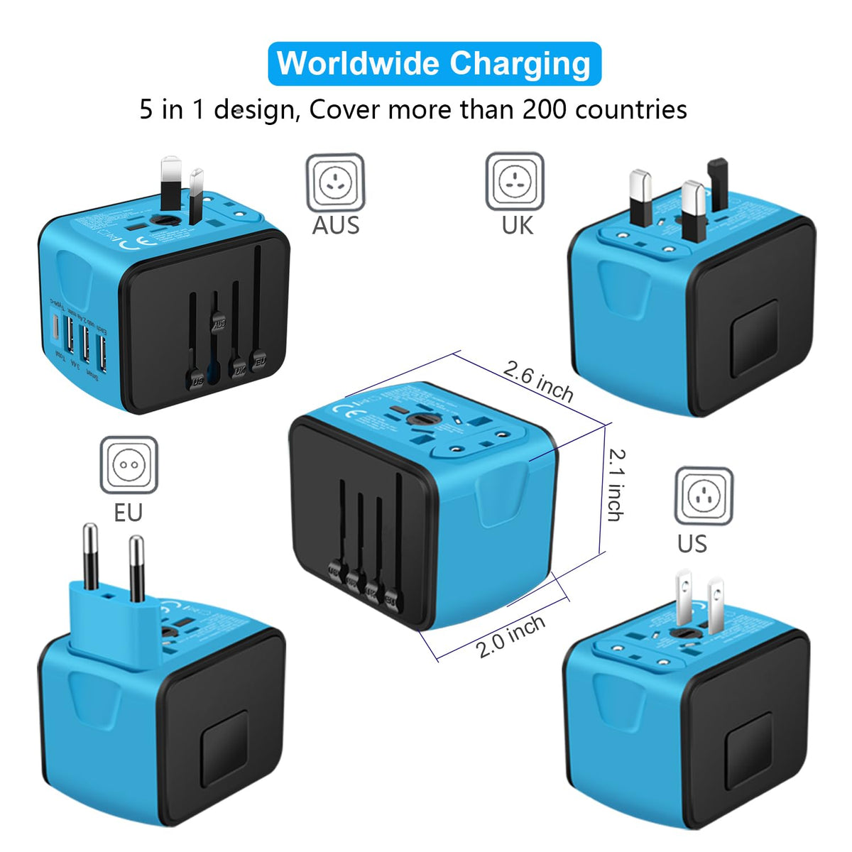 SAUNORCH closeup of USB‑C and three USB‑A ports highlighting fast, multi‑device charging