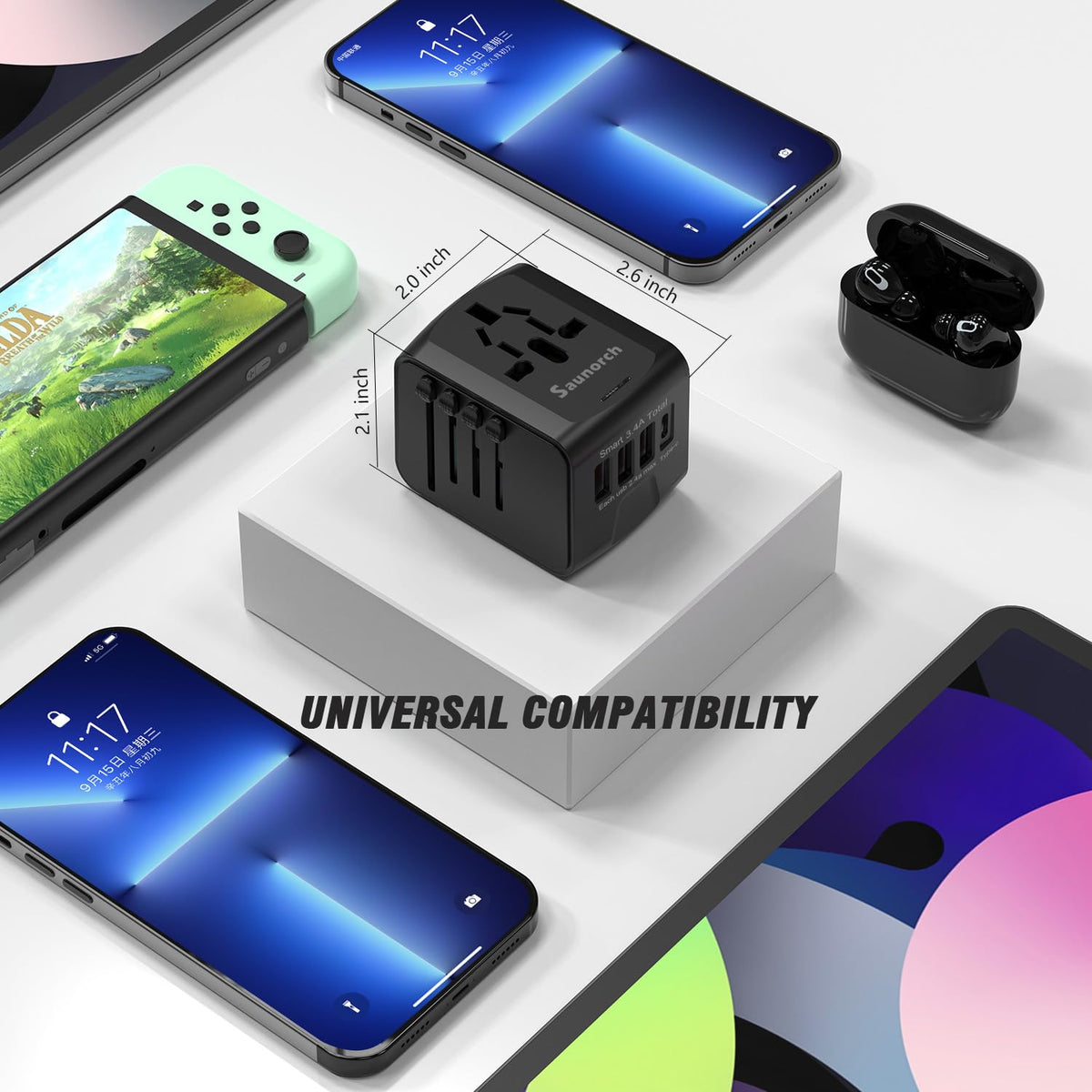 SAUNORCH USB-C port delivering fast charging up to 3A