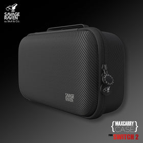 SAVAGE RAVEN MaxCarry case interior highlighting twelve game card slots for neat storage