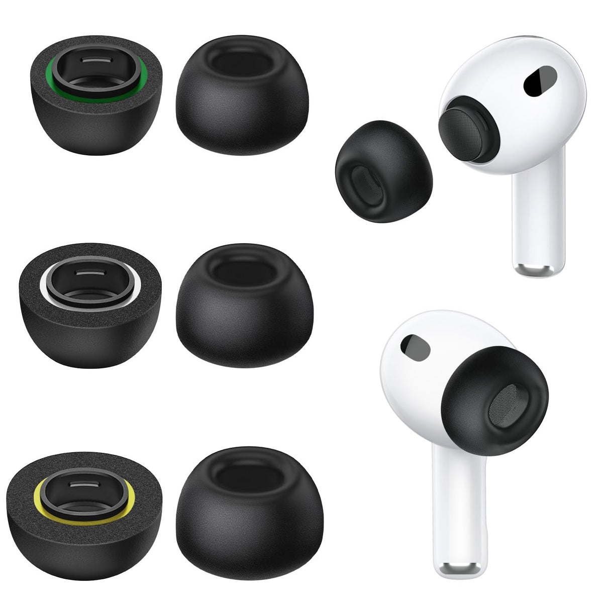 SAYAFAN front view of ear tips package showing contents and benefit organization