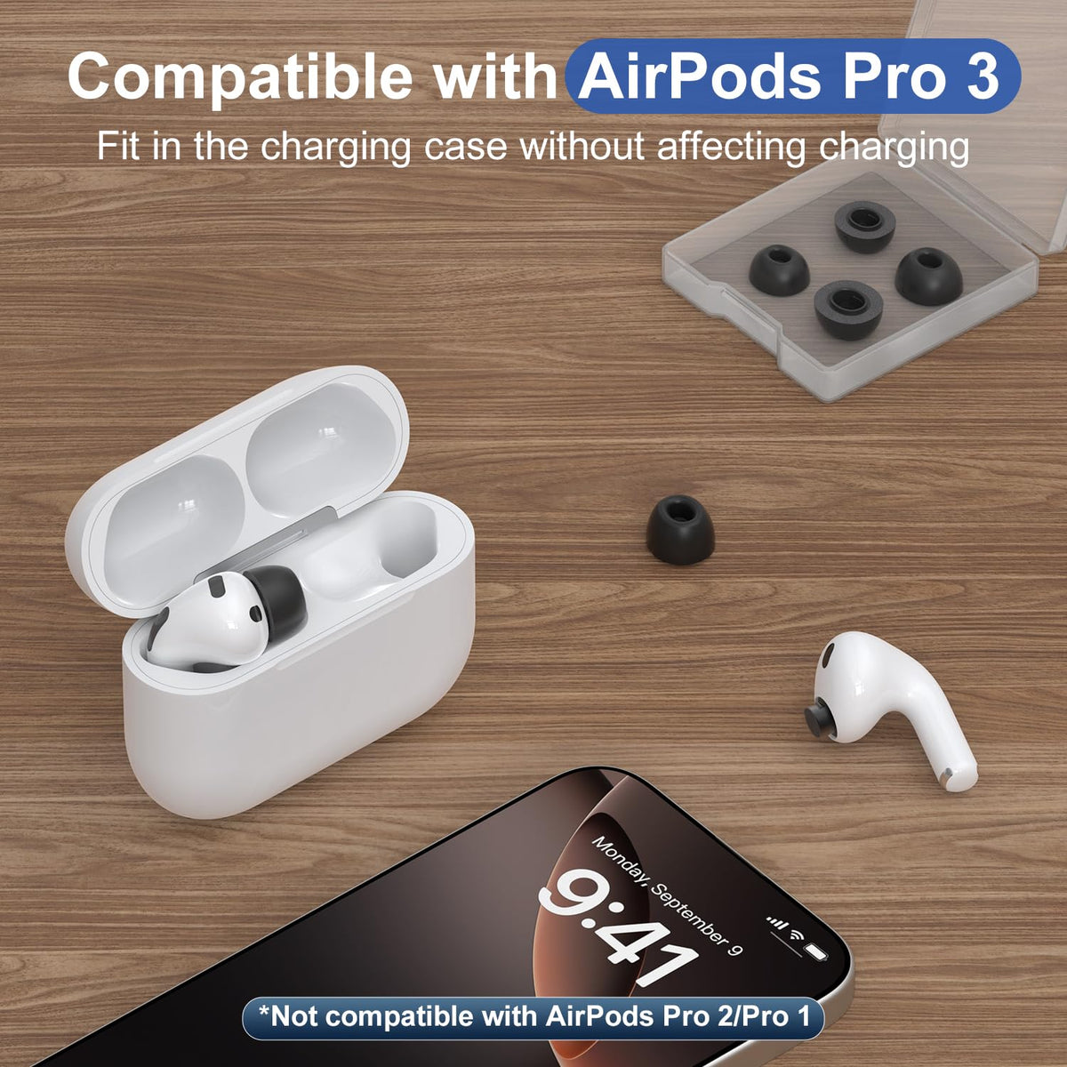 Sayafan memory foam ear tips provide a comfortable, personalized seal for AirPods Pro 3