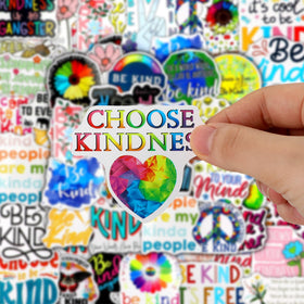 Sayglossy be kind stickers multicolor designs brighten school desks and water bottles.