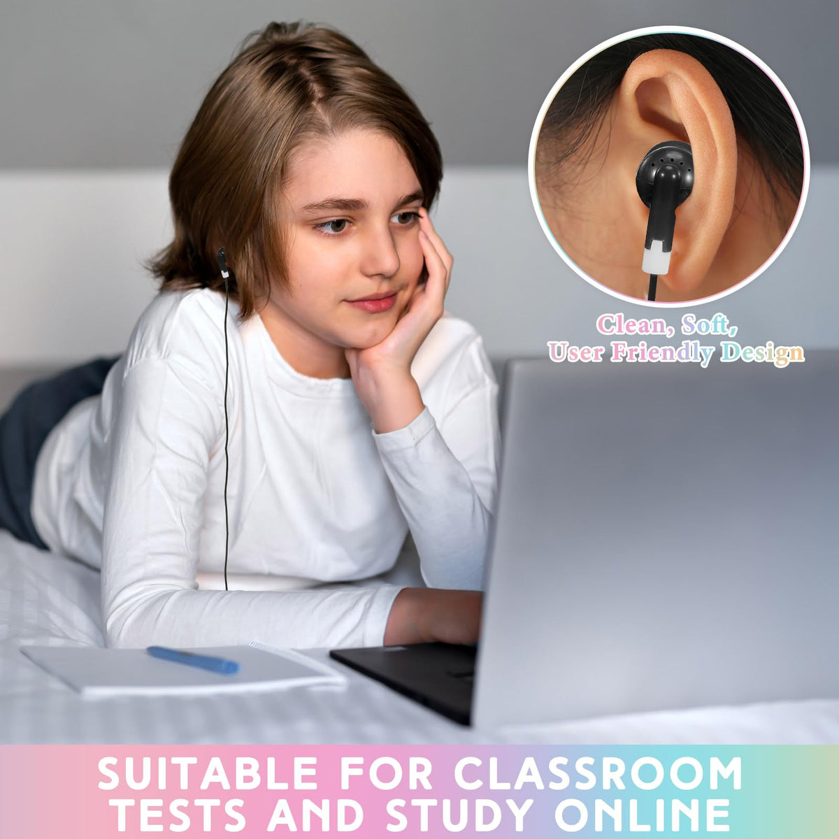 Saysurey earbuds with 1m cable length for flexible classroom or desk setups.