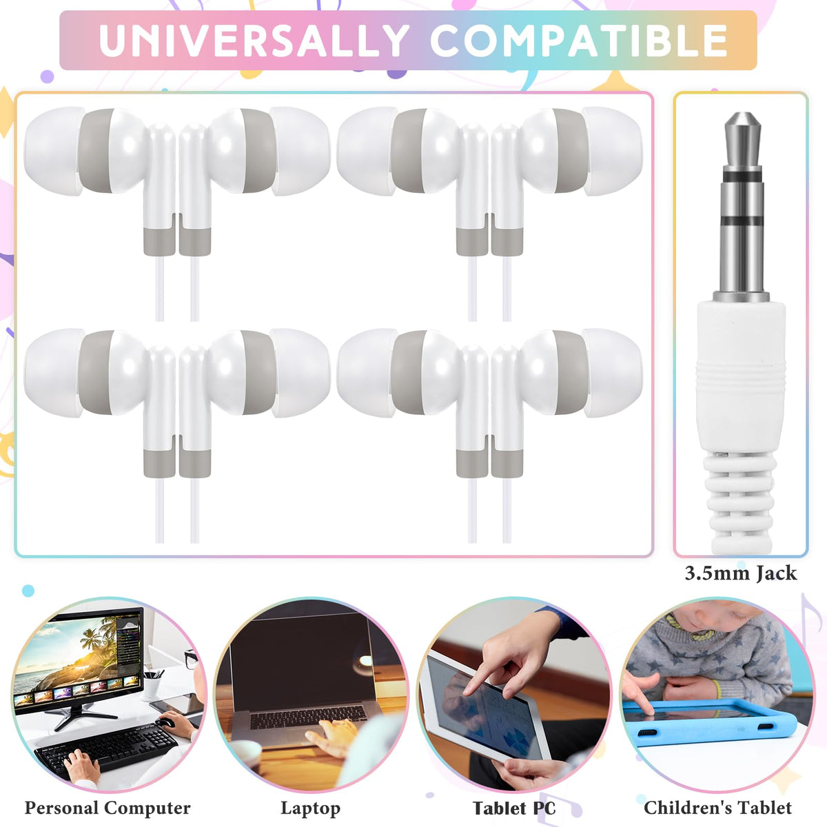 Saysurey earbuds 1m cable, universal compatibility across devices.