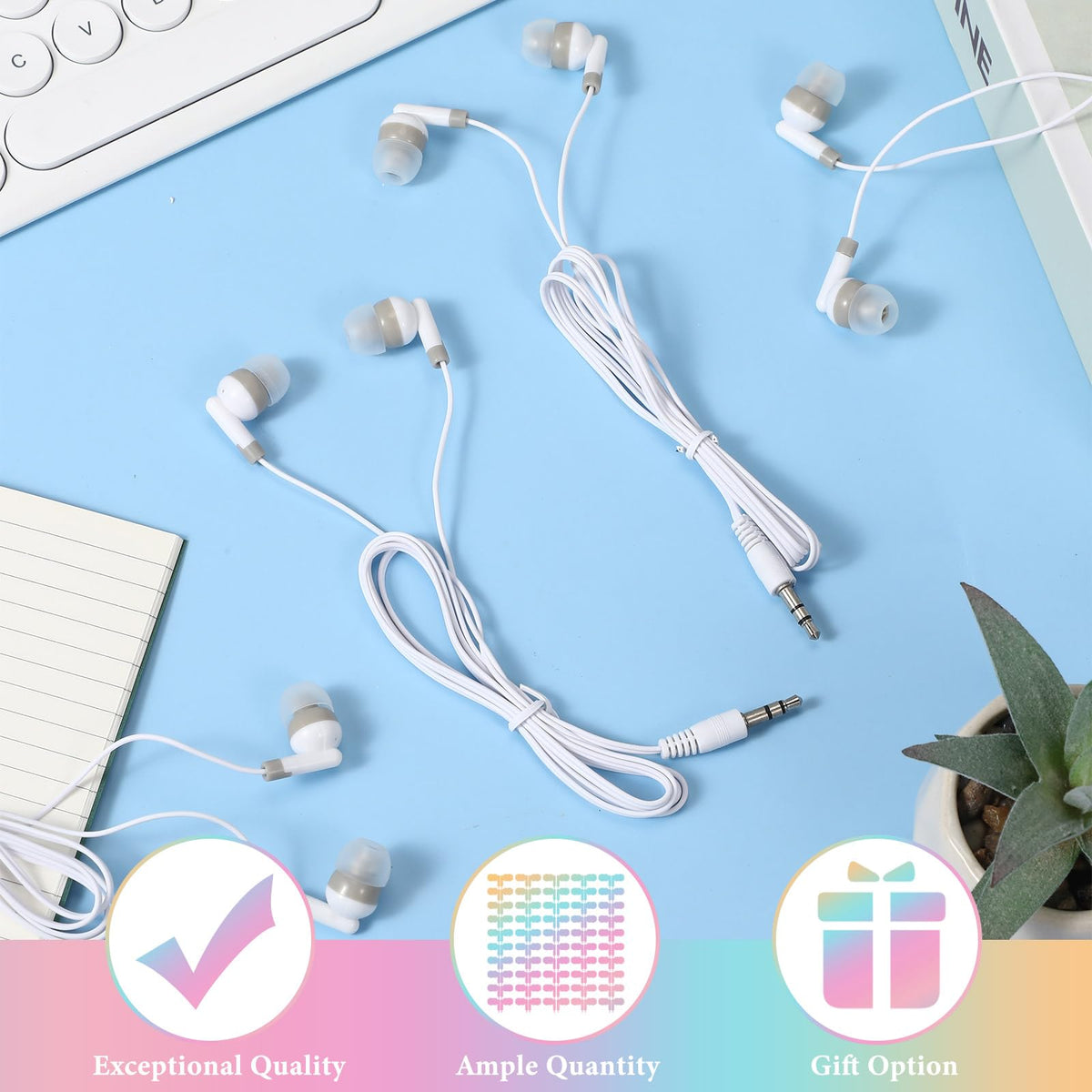 Saysurey earbuds bulk pack, ideal for classrooms and study groups.