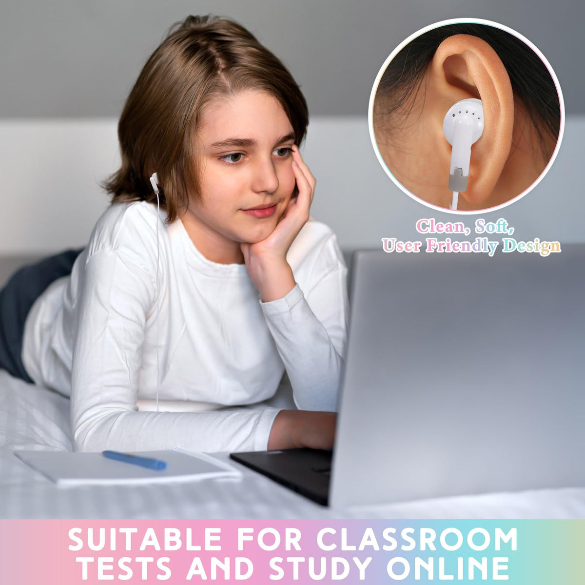 Saysurey white earbuds bulk set, sturdy PVC construction.
