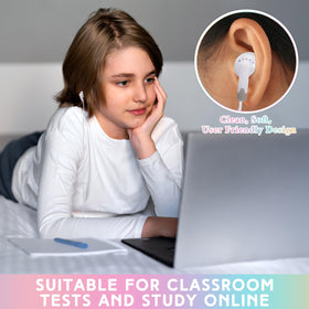 Saysurey white earbuds bulk set, sturdy PVC construction.