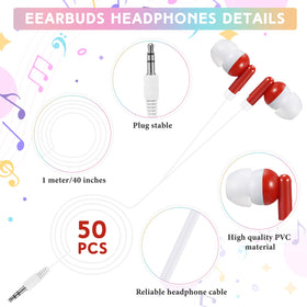 Saysurey earbuds red bulk pack 50 pieces ideal for shared devices