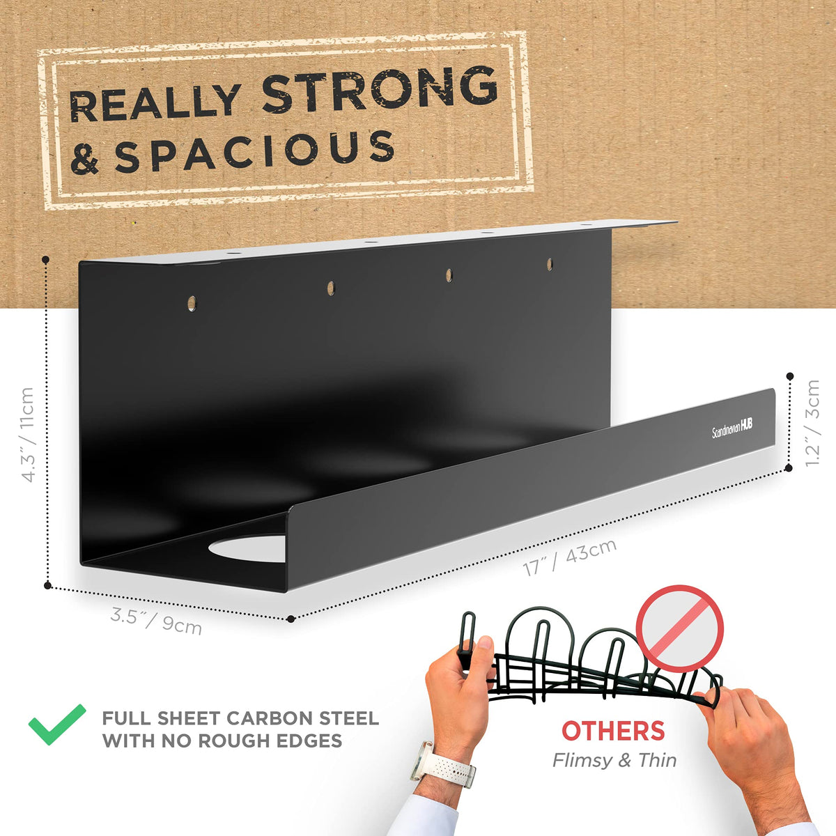 No-drill option works on glass desks with included adhesive.