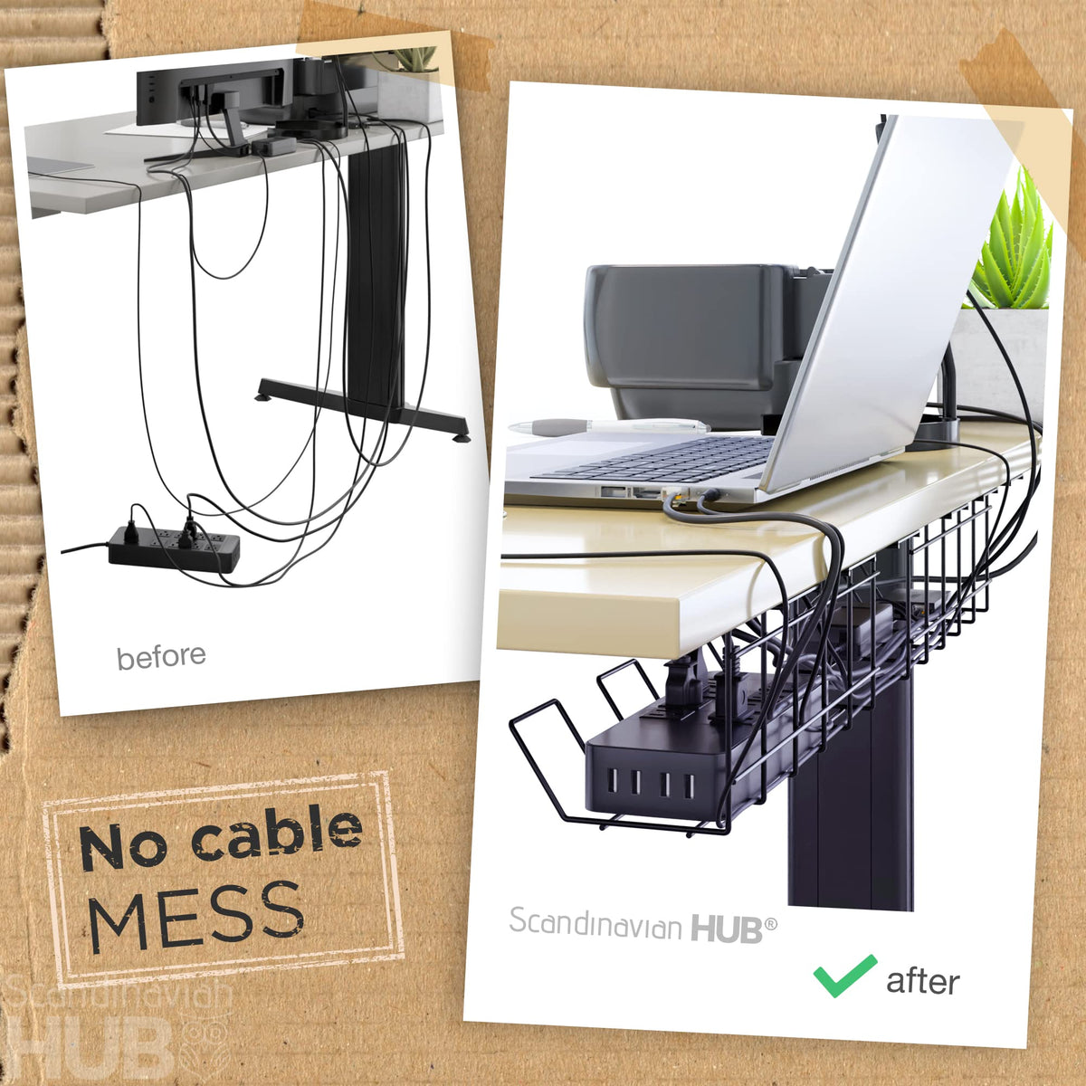Durable steel construction by Scandinavian Hub supports long-lasting cable organization.