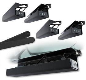 Scandinavian Hub front view of black under-desk tray showing tidy appearance