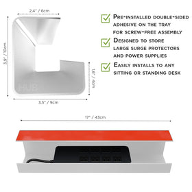Scandinavian Hub tray mounted on glass desk showing strong adhesion on smooth surface