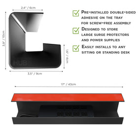 Scandinavian Hub tray next to ruler illustrating size and capacity