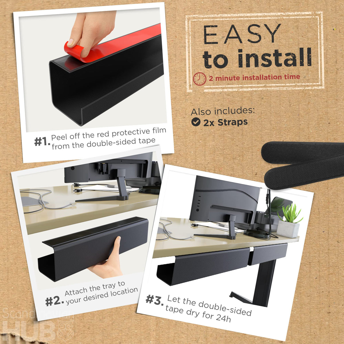 Scandinavian Hub side profile of tray demonstrating low-profile space saving