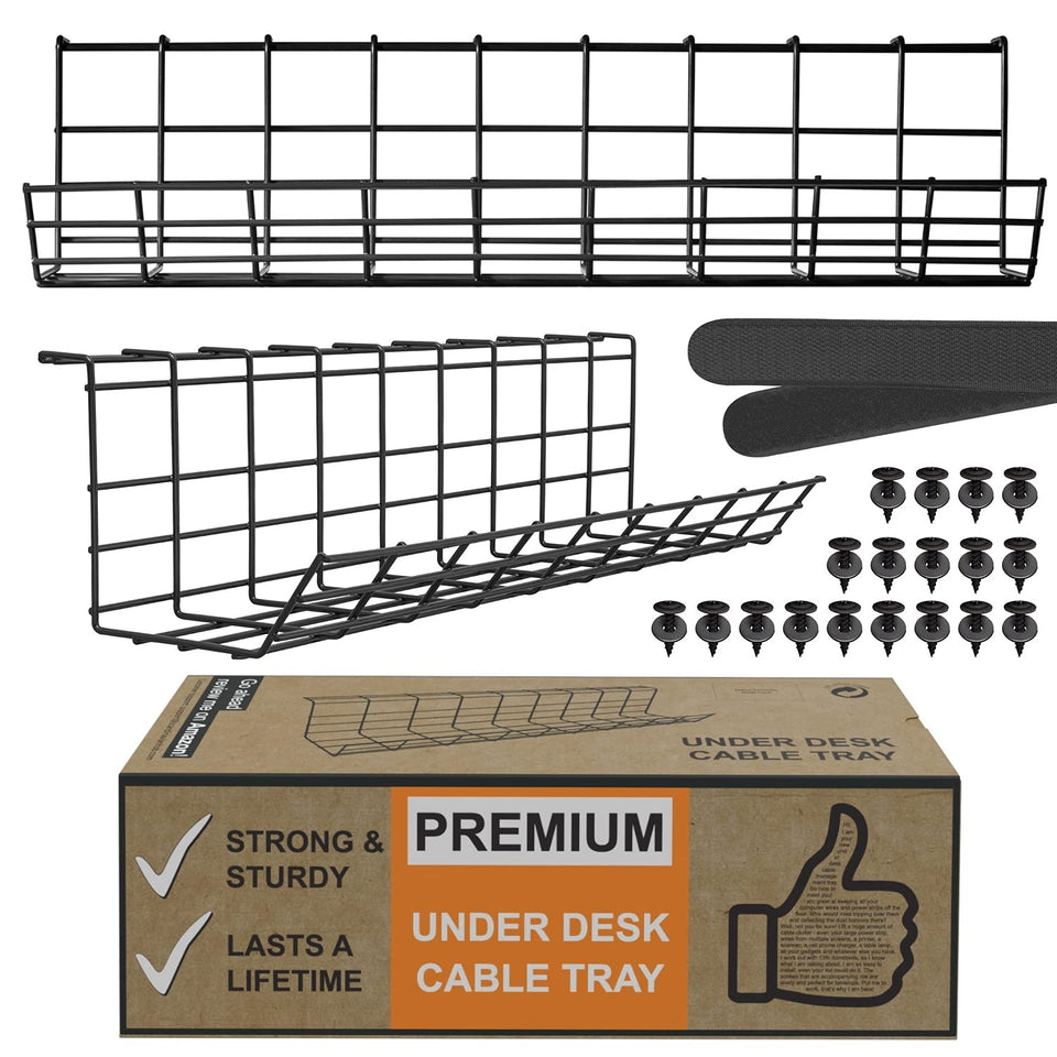 Scandinavian Hub under-desk cable tray set for organized cords and easy access
