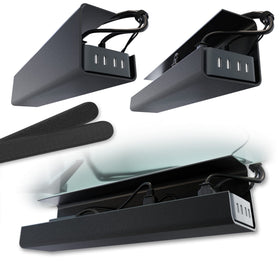 Scandinavian Hub front view of under-desk tray showing tidy cable containment