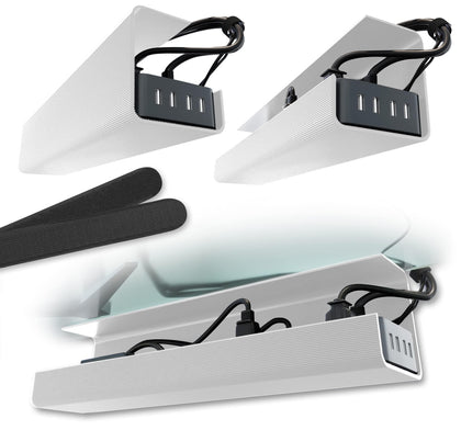 Scandinavian Hub front view of white under-desk tray showing clean organization benefits