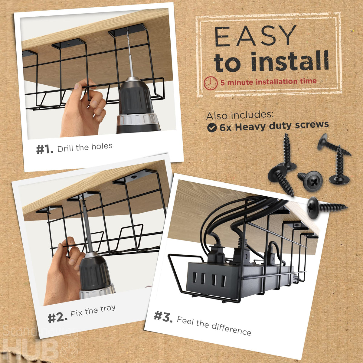 Scandinavian Hub wall-mounted cable tray demonstrates versatile wire management for offices.