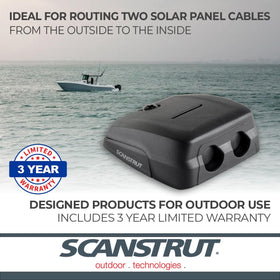 Scanstrut DS-HD10-BLK installed through a boat deck protecting two horizontal cables