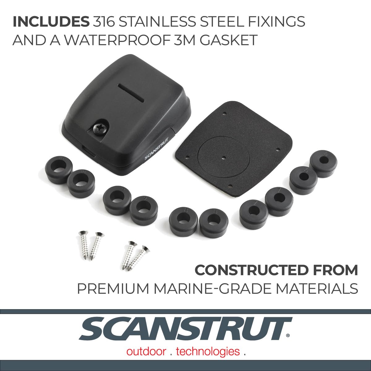 Lifestyle view of Scanstrut DS-HD10-BLK on a boat deck demonstrating tidy cable routing