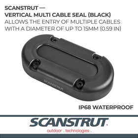 Scanstrut close-up of closed housing highlighting durable black marine grade plastic