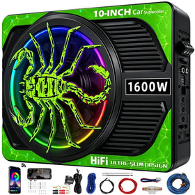 SCBPAUD 2026 upgraded 10-inch underseat subwoofer shows compact installation and deep bass.
