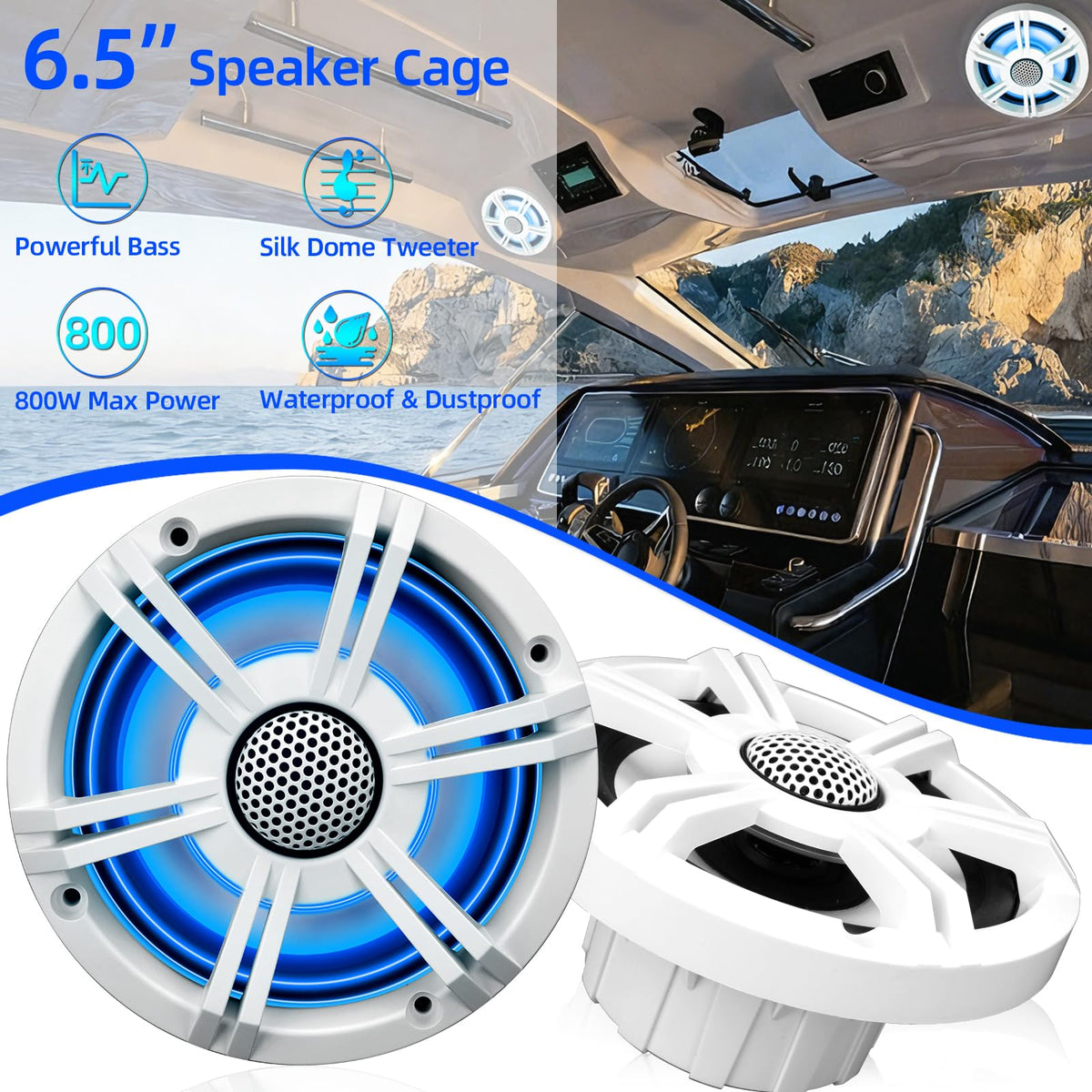 SCBPAUD IPX6 waterproof design withstands spray and rain on open water