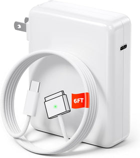 Sccvee 140W MacBook Pro charger in compact cube design for easy travel