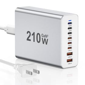 SCCVEE 8-port USB-C charger, front view, powers multiple devices efficiently.