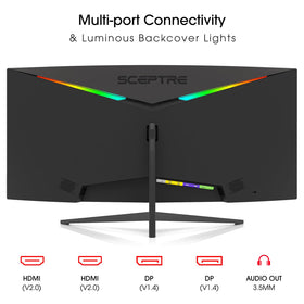 Sceptre 1500R curvature creating an immersive wraparound viewing experience.