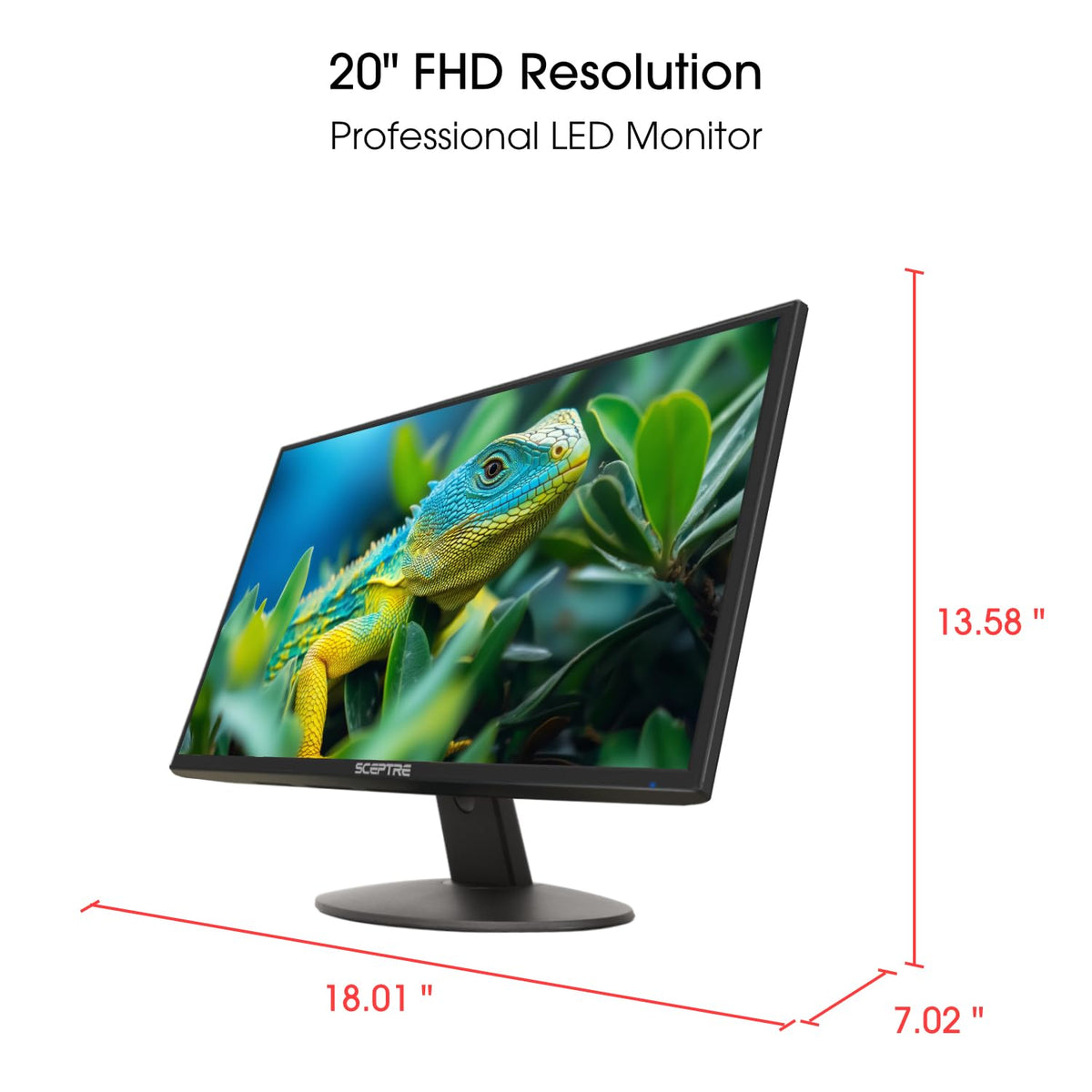 Sceptre 20in monitor ports with HDMI x2 enables easy multi-device setup