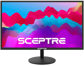 Sceptre 27-inch FHD monitor front view with slim metal frame for immersive gaming visuals.