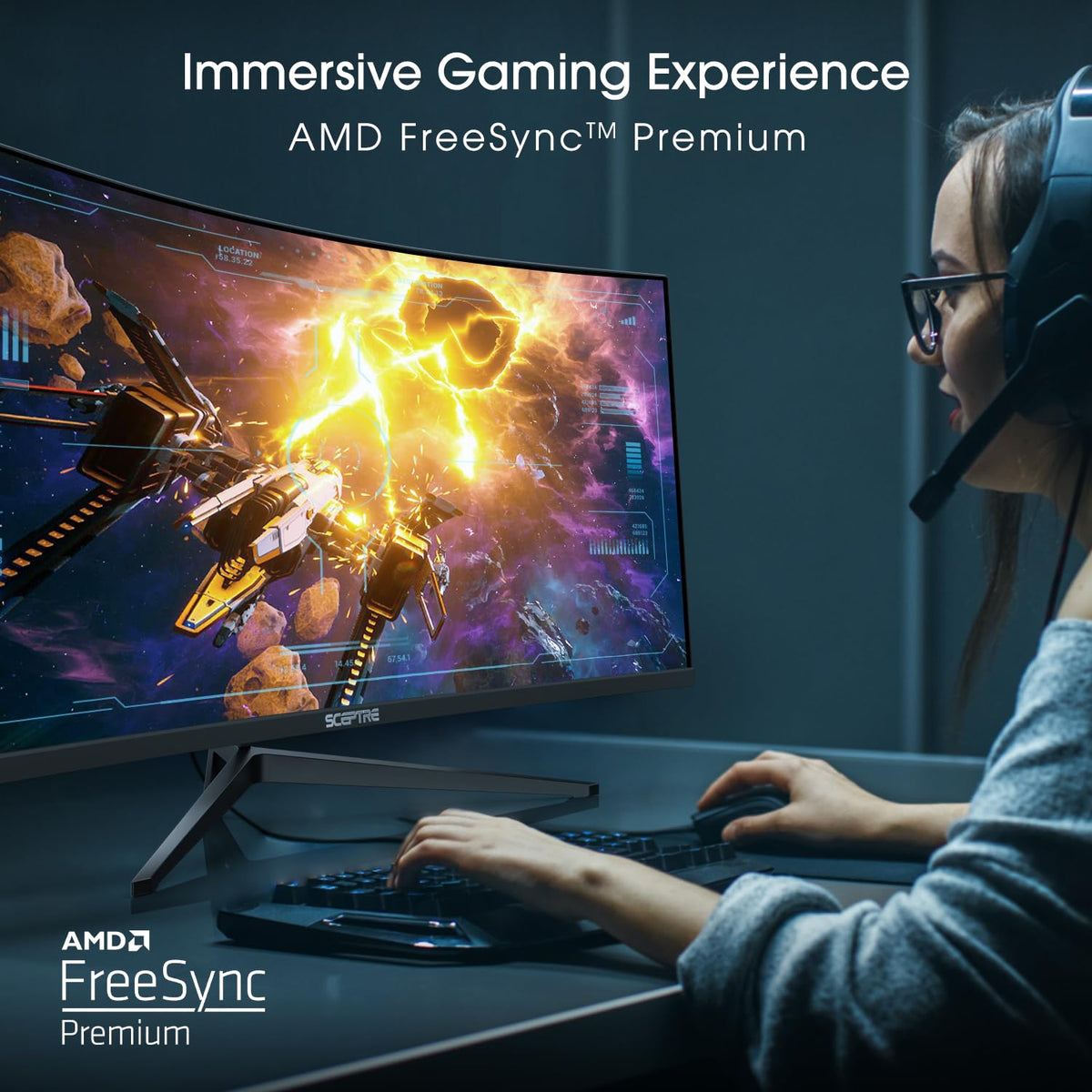 Sceptre built-in speakers provide simple multimedia playback on the monitor.