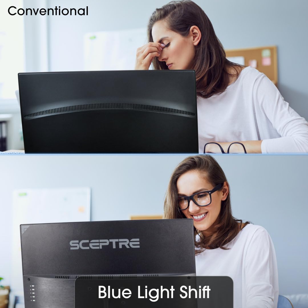 Sceptre monitor built-in speakers reduce desk clutter and simplify setup.