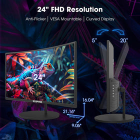 Sceptre C248W-1920RN built-in speakers save desk clutter while delivering audio.