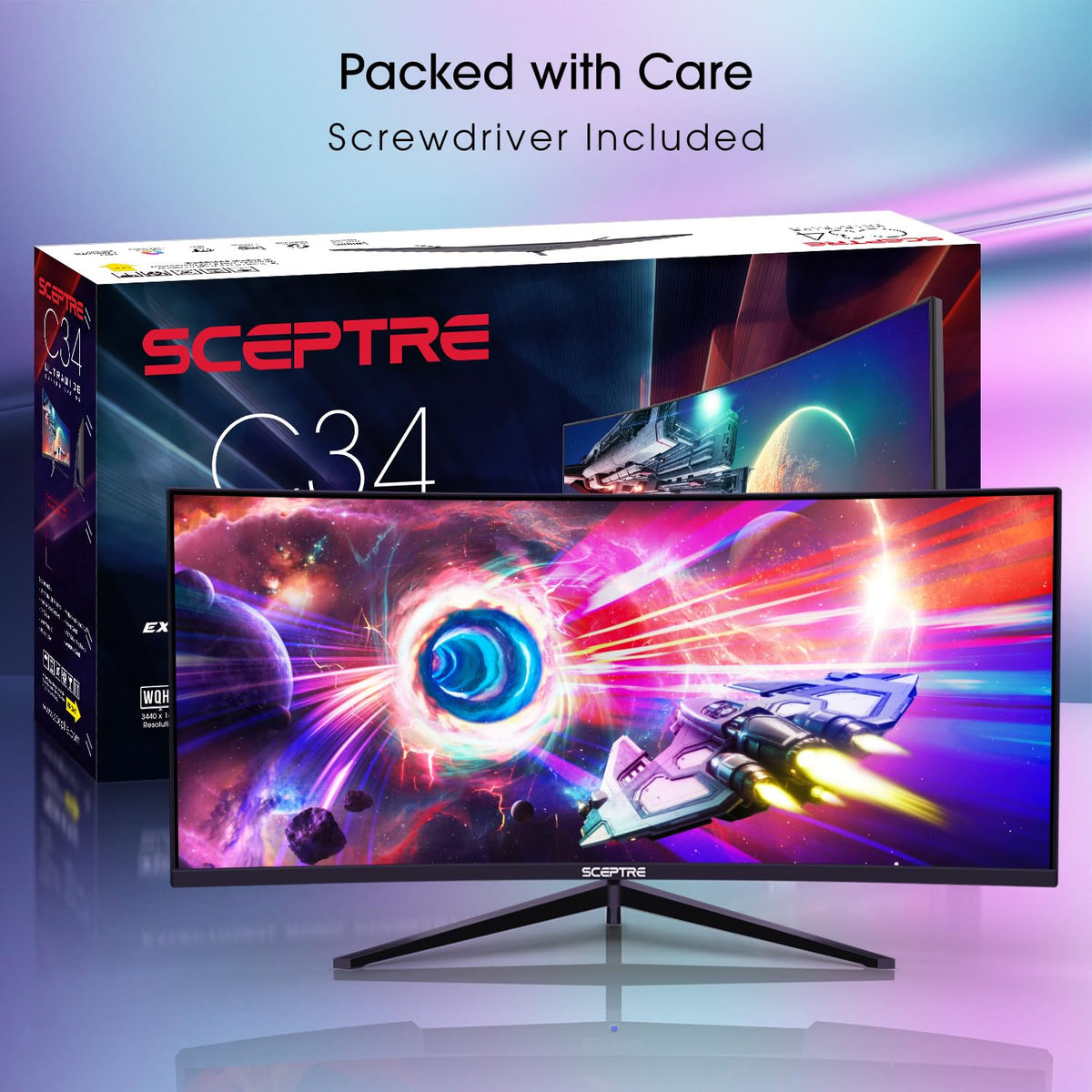 Sceptre monitor featuring dual DisplayPort and HDMI ports for versatile setups.