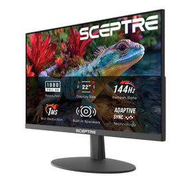 Sceptre E225W-FW144 monitor front view showing compact form factor and built‑in speakers for a clutter‑free desk