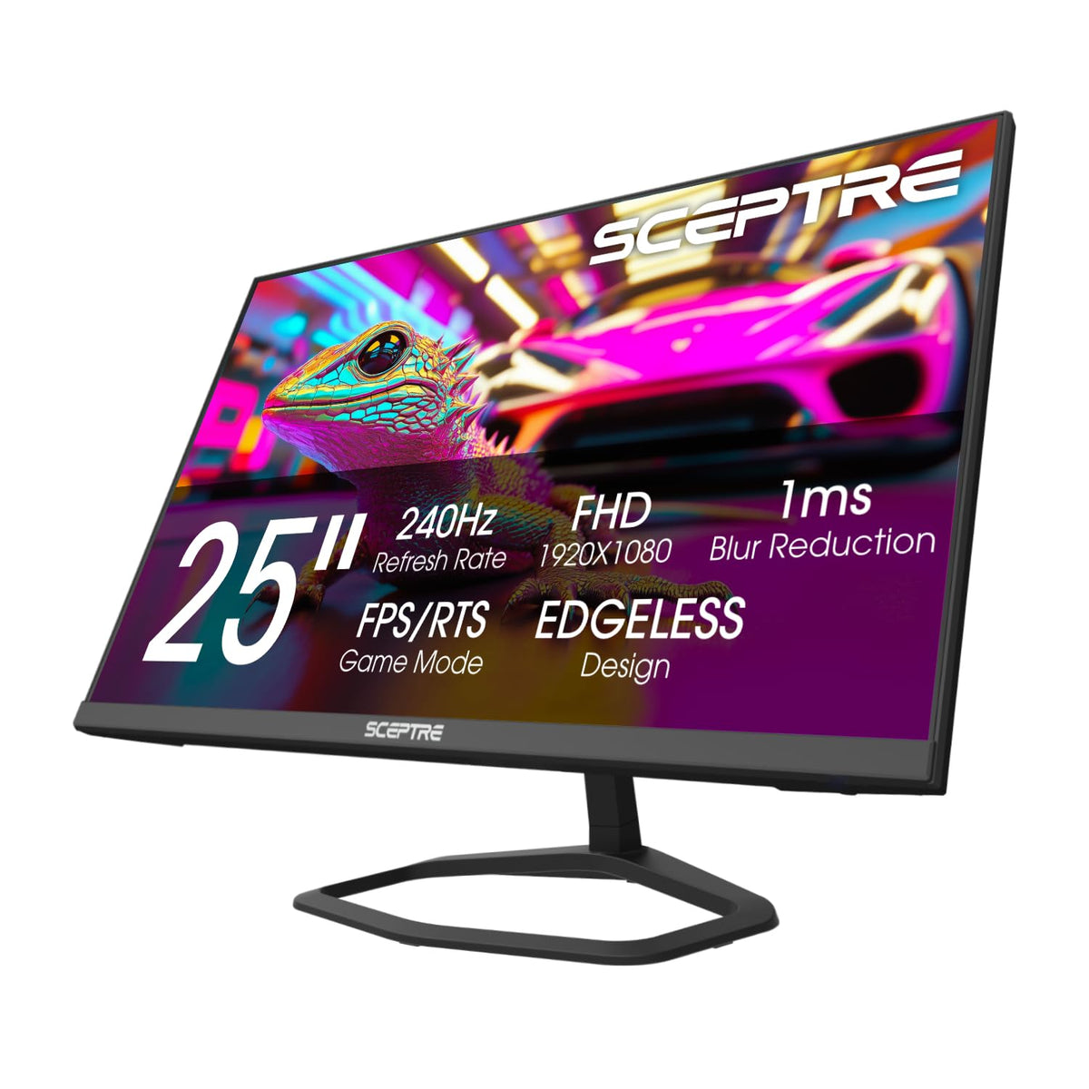 Sceptre E255B-FWD240 monitor front view with 240Hz clarity for gaming.