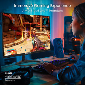 Sceptre E255B-FWD240 monitor in action showing vibrant colors and smooth motion.