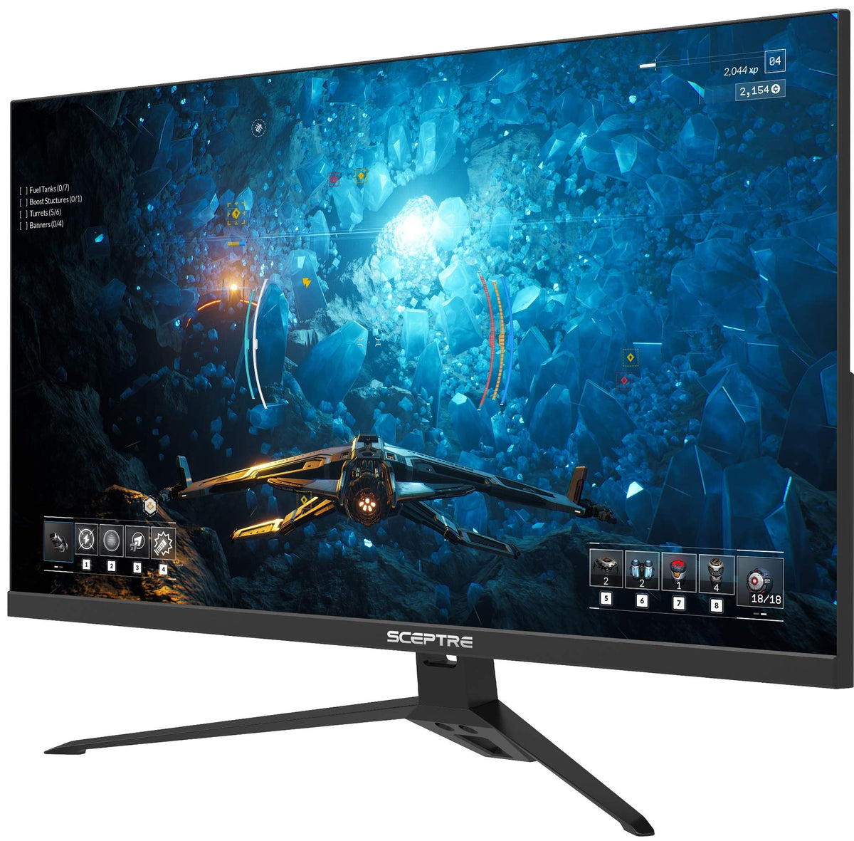 Sceptre E275B-FPT165 rear ports show HDMI and DP for flexible connections.