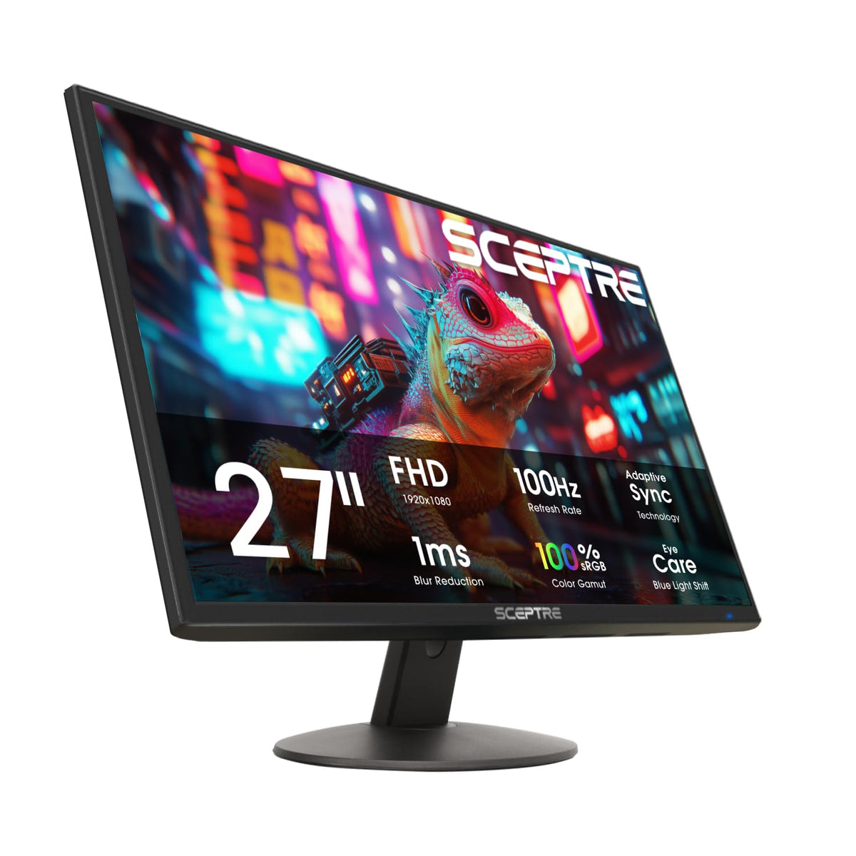 Sceptre E275W-19203R front view showing a sleek 27-inch display for work and play