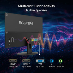 Sceptre E275W-19203R ports close-up highlighting HDMI ports for versatile connections