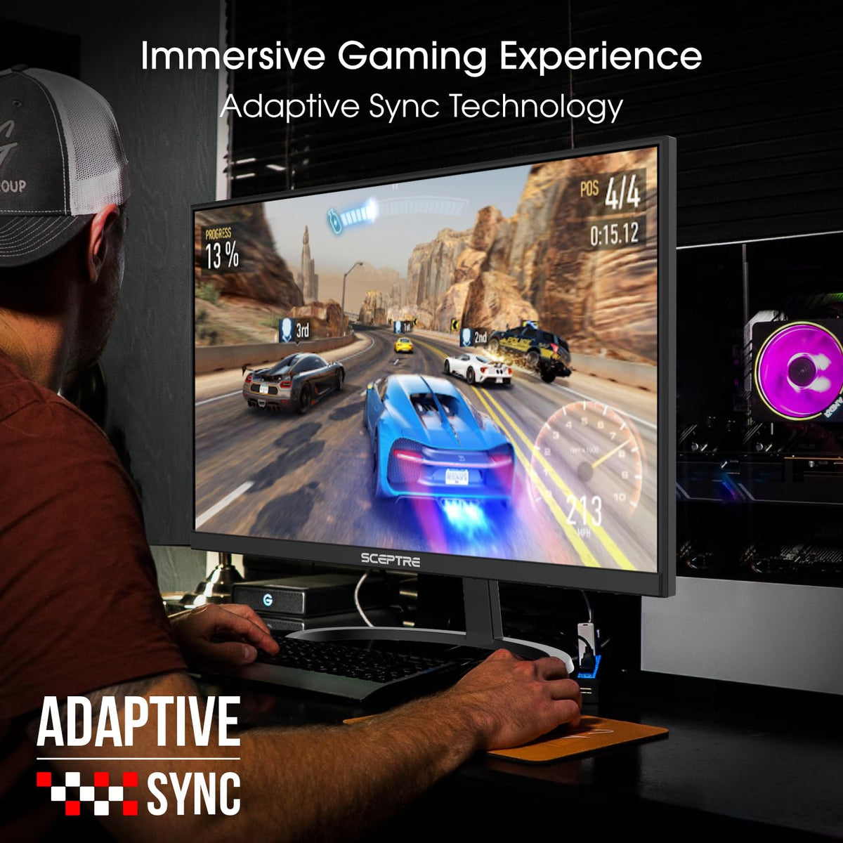 Sceptre E275W-QPT IPS panel close-up demonstrates color accuracy for vibrant visuals.
