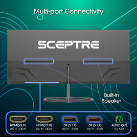 Sceptre E345W-QU120D true-to-life colors with 103% sRGB for vibrant visuals.