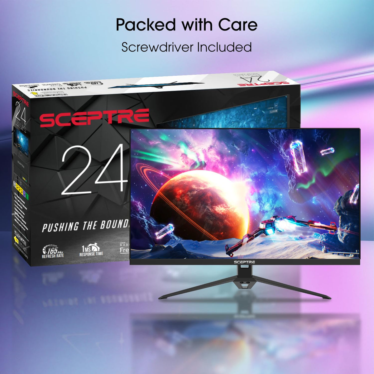 Sceptre IPS 24-inch monitor side profile highlighting slim edgeless design