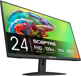 Sceptre Prime 24-Inch monitor front view highlighting immersive gaming and vivid colors.