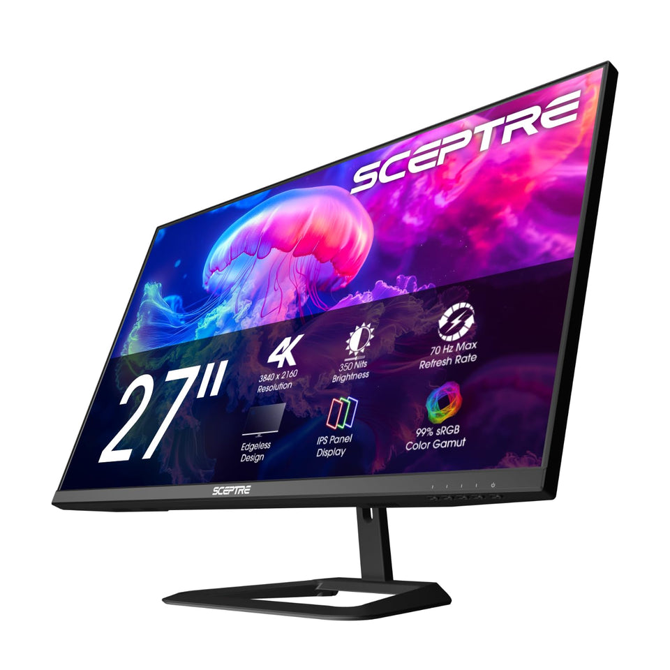 Sceptre Prime 27-inch 4K monitor front view, sharp imagery for gaming and media