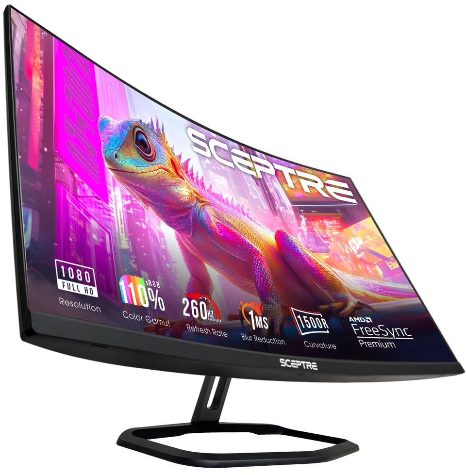 Sceptre Prime curved 32-inch monitor front view for immersive gaming visuals.