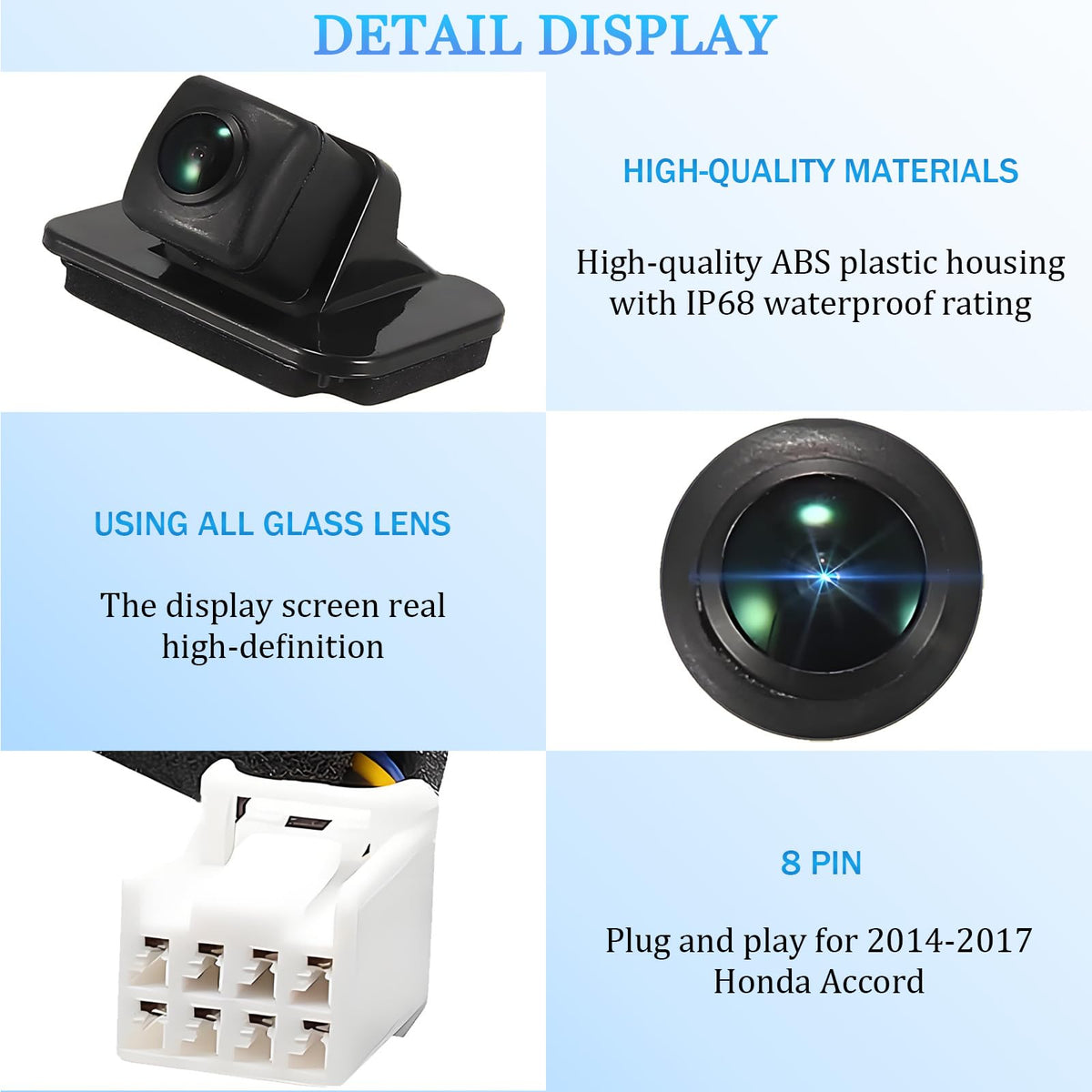 Scerymo IP68 weatherproof Honda Accord camera withstands rain and car washes.